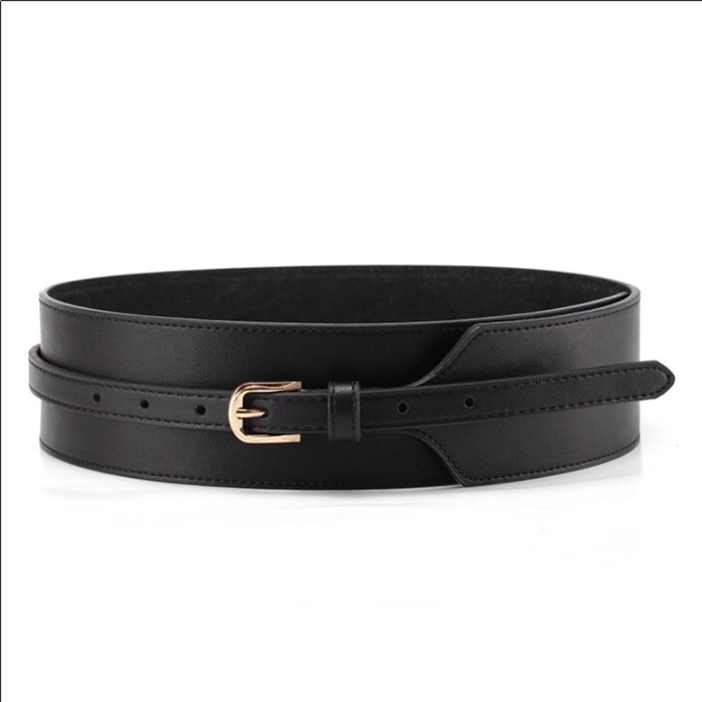 IN NOW  Black or Red wide leather belt - Picture 3 of 4